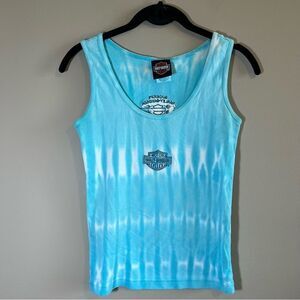 ✨ Harley Davidson Women’s Blue Tie Dye Embroidered Tank Top Yuba City California